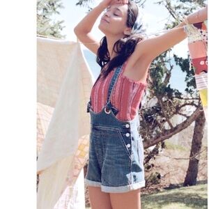 Anthropologie Pilcro Slouchy Denim Overall Shorts Size 27